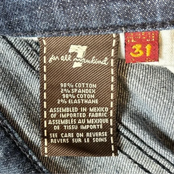 7 For All Mankind Dark Blue Straight Leg Jeans - Picture 3 of 3